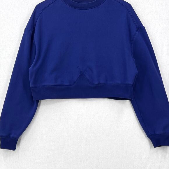 EVERLANE Long Sleeve Cropped Crewneck Sweatshirt Womens Medium Blue Relaxed - Picture 7 of 14